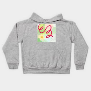 Modern Geometric Pattern Spring Floral Serene Retro Style. Kids Hoodie